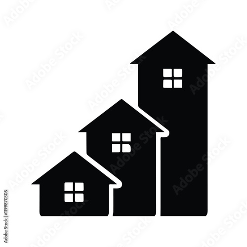 Housing Icon. Residential Building Vector Illustration. For Home Sales Or Residential Neighborhood Signs.