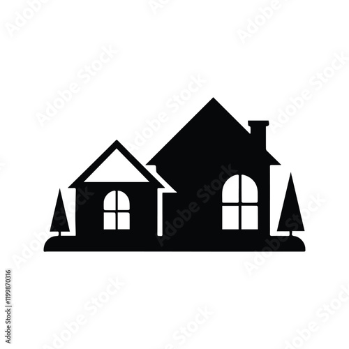 Housing Icon. Residential Building Vector Illustration. For Home Sales Or Residential Neighborhood Signs.