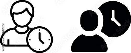 Person Hour Vector Icon Set: Time Management and Productivity Icons