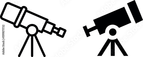 Telescope Vector Icon Set: Explore Celestial Design Elements