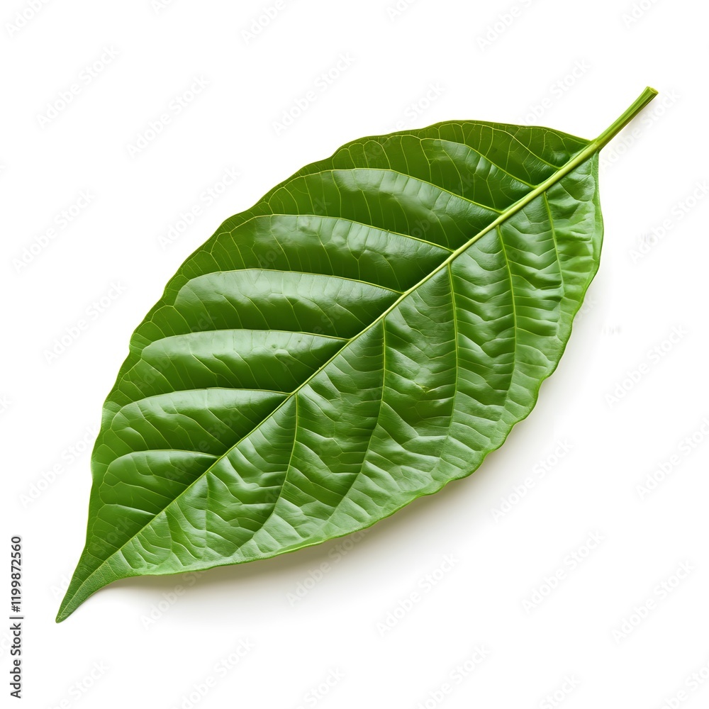 Obraz premium green cocoa leaf isolated on white