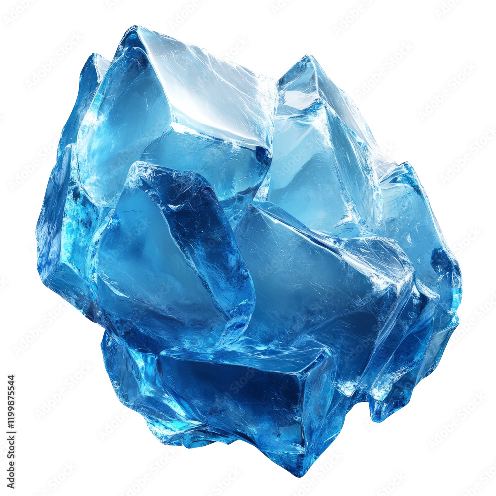 Fototapeta premium Blue Ice Crystal Isolated on Transparent Background for Design Use