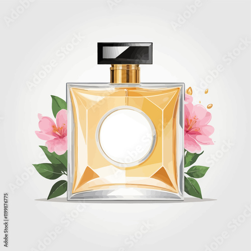 Perfume bottle, perfume logo, perfume concept, vector illustration