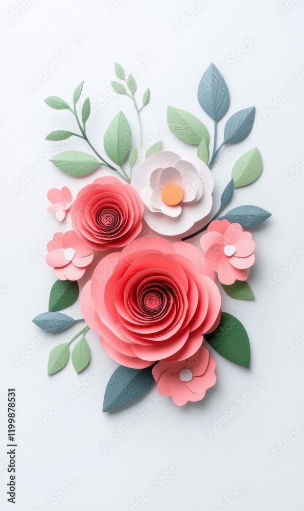 Fototapeta premium Detailed Floral Composition Made of Paper with Various Colors and Shapes for Creative Projects and Designs