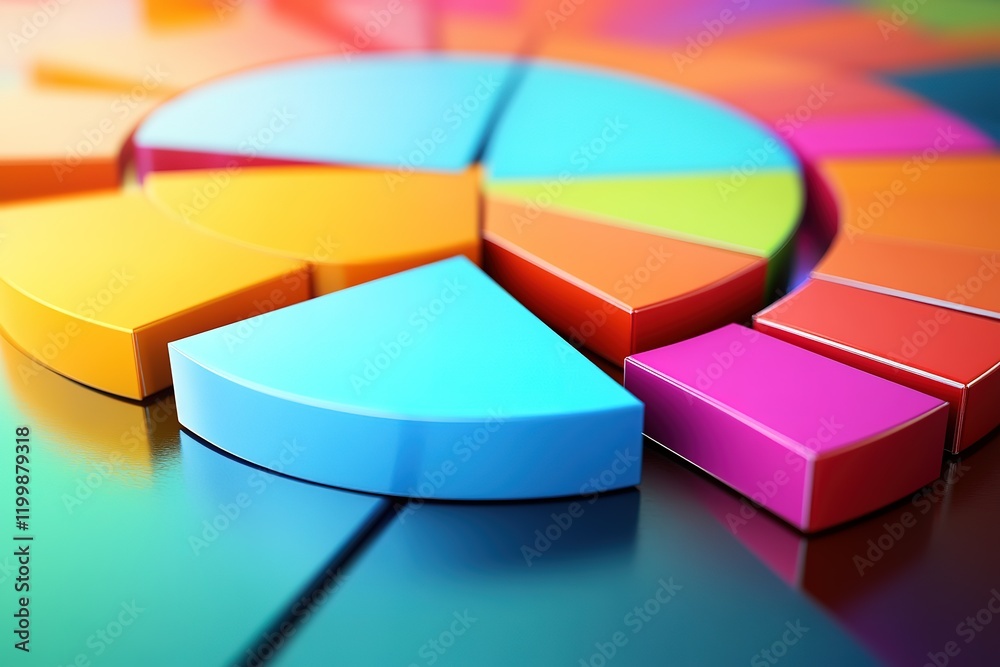 Obraz premium Colorful 3D pie chart data visualization
