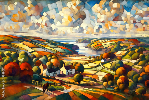 English Countryside Colourful Impressionist Painting British Art