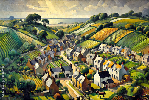 English Countryside Colourful Impressionist Painting British Art