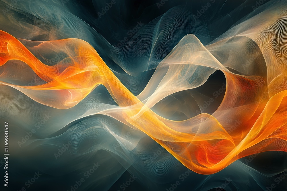 Abstract flowing orange and white waves Abstract flowing orange and white waves