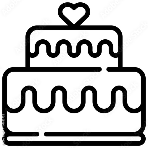 cake heart bakery dessert sweets food simple line icon