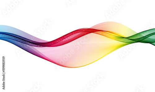 Rainbow horizontal wave lines on white background