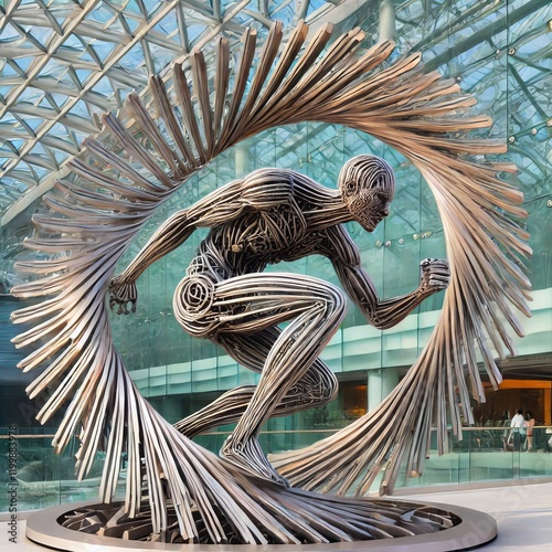 Sculpture in Motion A kinetic sculpture in action showing its mo