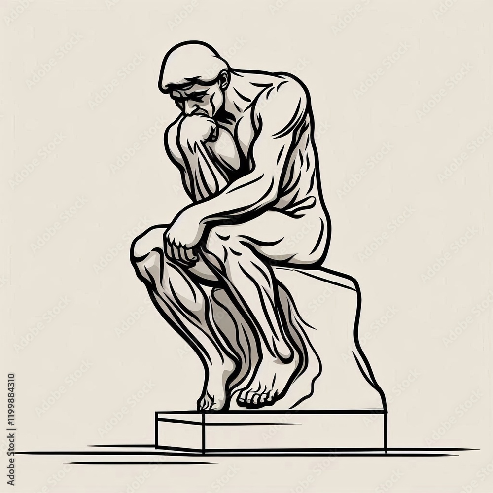 custom made wallpaper toronto digitalThe Thinker in Clean Lines Rodin’s statue reimagined as a simp