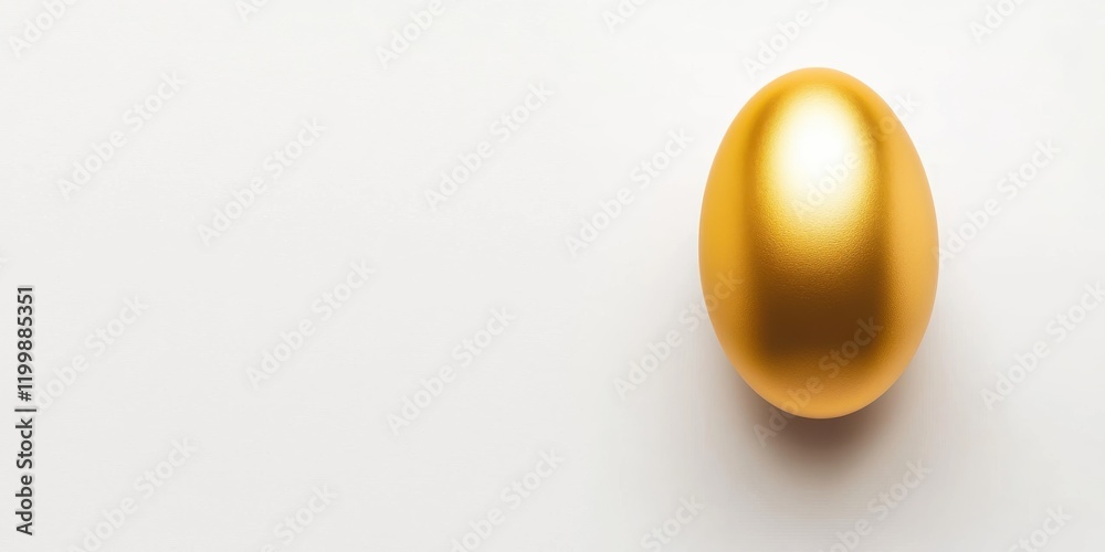 Golden egg on white background symbolizing wealth and success for easter concept Golden egg on white background symbolizing wealth and success for easter concept