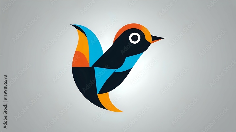 Fototapeta premium Abstract geometric bird illustration, vibrant colors, modern design, logo concept.
