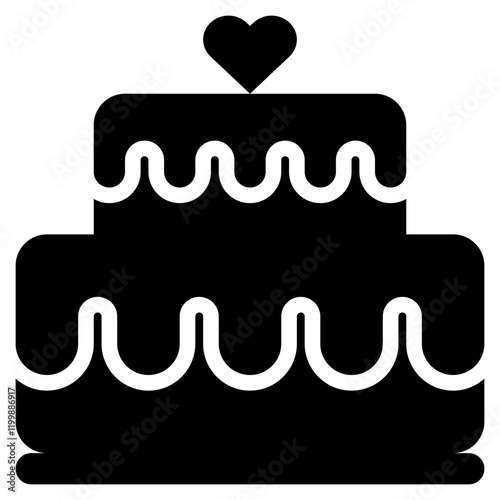 cake heart bakery dessert sweets food solid glyph icon