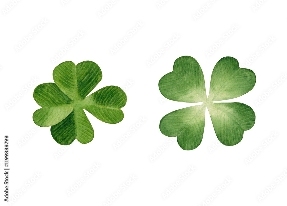 Watercolor set of four leaf clover. Hand drawn illustration isolated on white background. Watercolor set of four leaf clover. Hand drawn illustration isolated on white background.