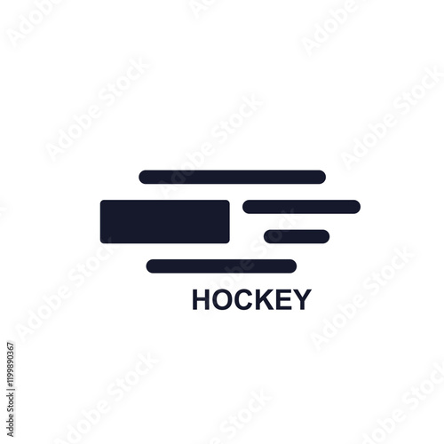 Hockey emblem Flying puck logo icon sign Sport creative identity design Minimal style Modern club community shop store concept Fashion print clothes greeting invitation card flyer banner poster cover