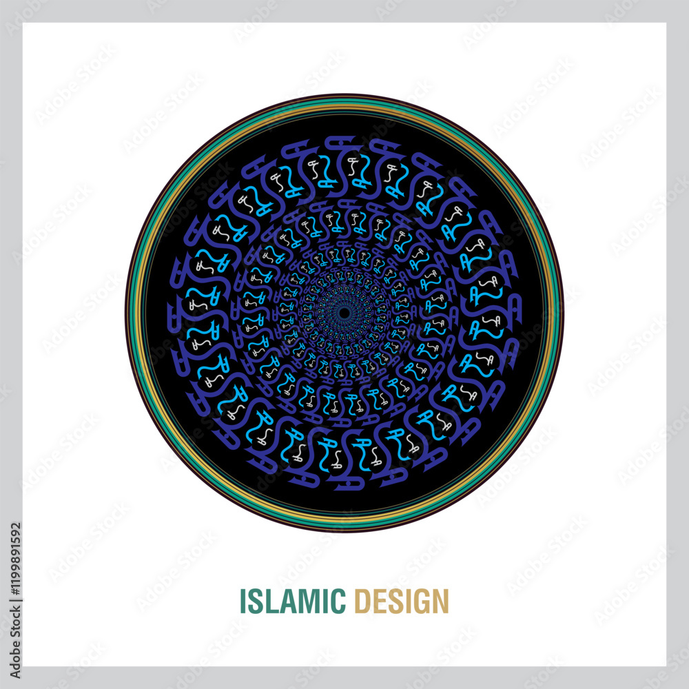 The art of Arabic calligraphy, a composition of Arabic letters in the shape of a circle style
The art of Arabic calligraphy, a composition of Arabic letters in the shape of a circle style