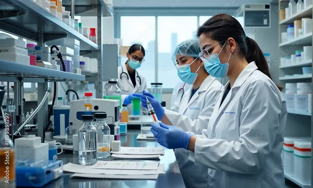 a scientist is doing a lab test in the laboratory a scientist is doing a lab test in the laboratory
