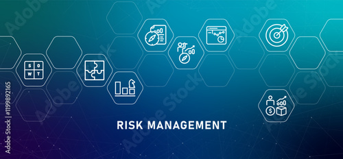Risk Management gradient header company threat uncertainty mitigation planning assessment manage strategy business prevention design icon concept