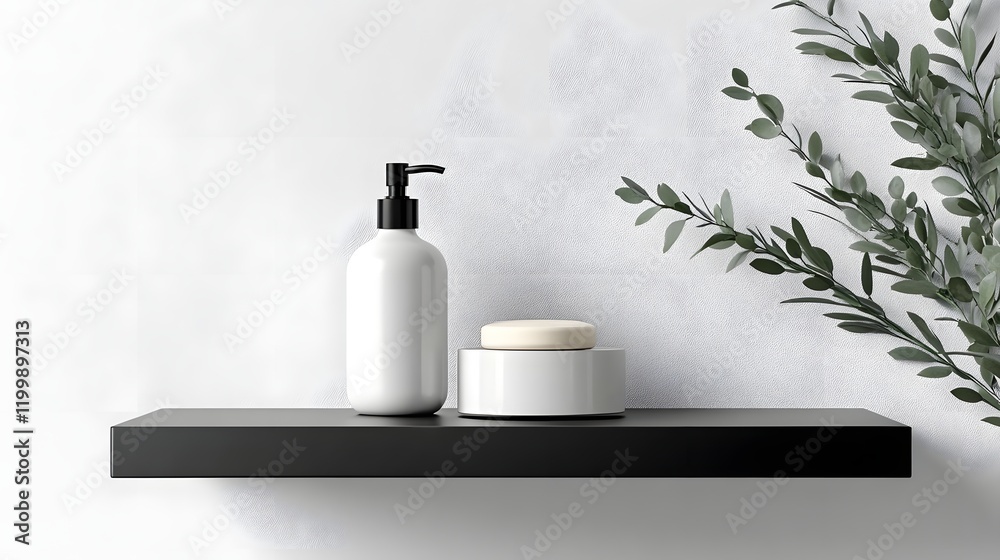 Minimalist White Wall Studio Room with Light and Shadow on Shelves Minimalist White Wall Studio Room with Light and Shadow on Shelves
