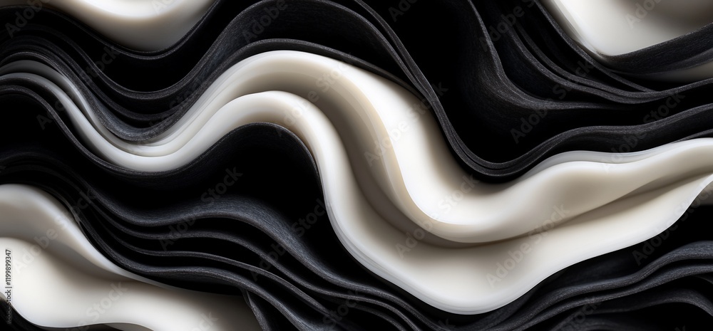 Obraz premium Abstract black and white wavy pattern.