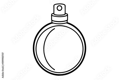 Round Perfume Bottle Silhouette Icon on White Background