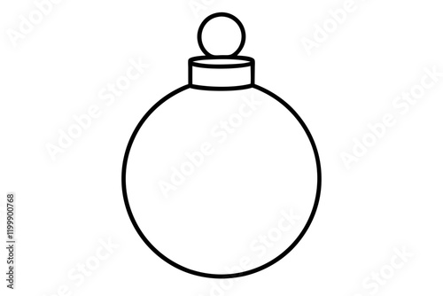 Round Perfume Bottle Silhouette Icon on White Background