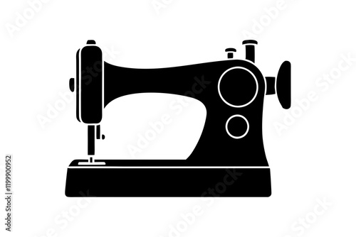 Sewing Machine Clipart Vector Illustration on White Background