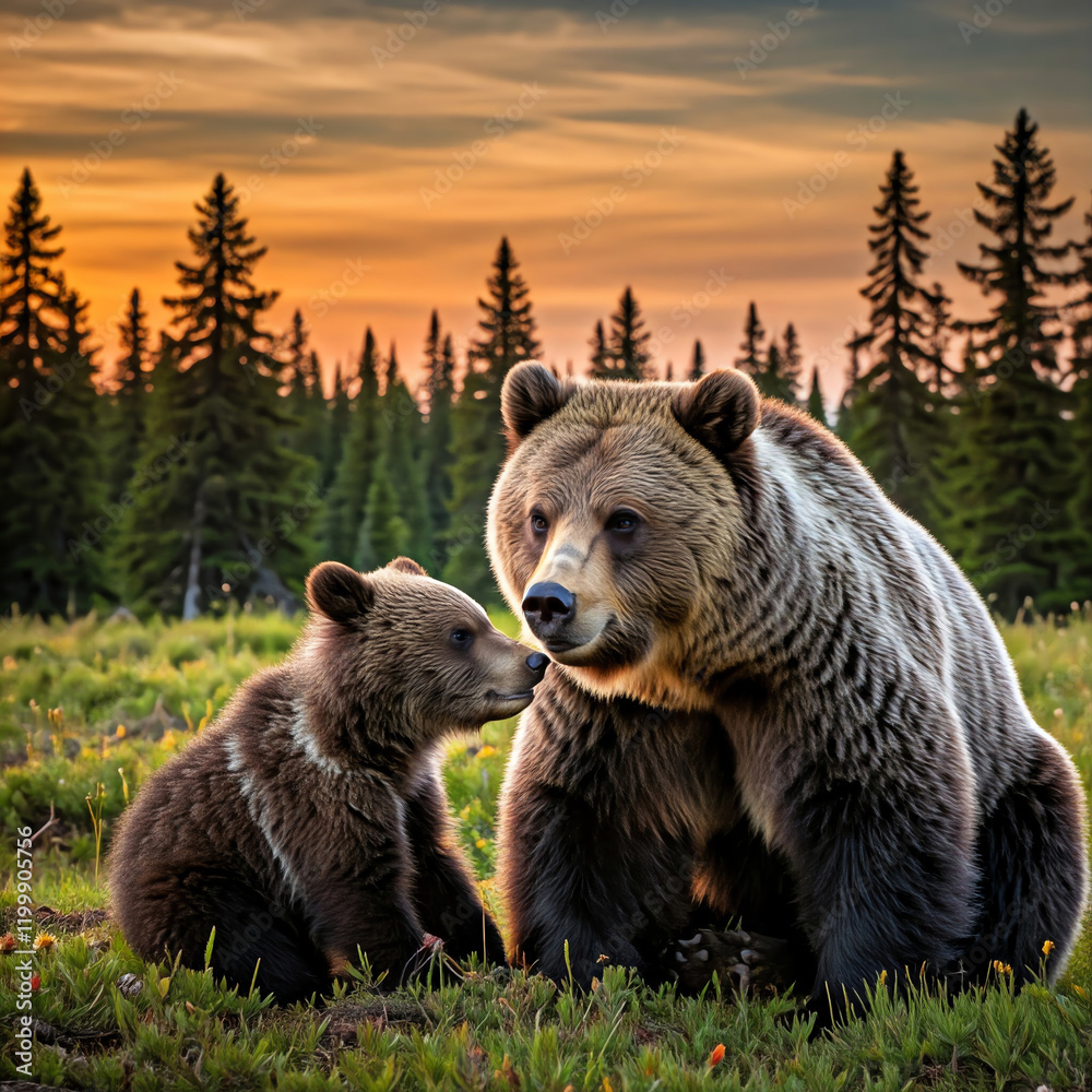 Fototapeta premium brown bear in the forest