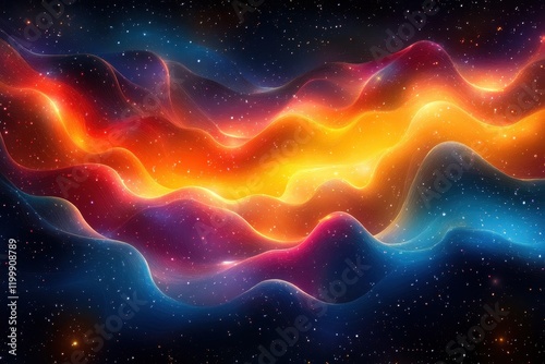 Colorful cosmic waves create a mesmerizing and vibrant energy in the vast universe at night photo