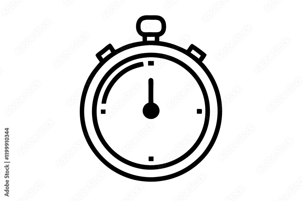 Stopwatch Icon Vector Clipart Silhouette on White Background Stopwatch Icon Vector Clipart Silhouette on White Background