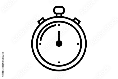 Stopwatch Icon Vector Clipart Silhouette on White Background photo