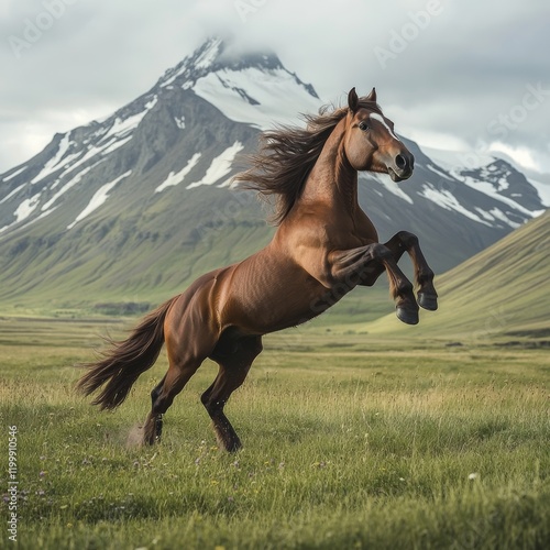 horses running out in the wild photo