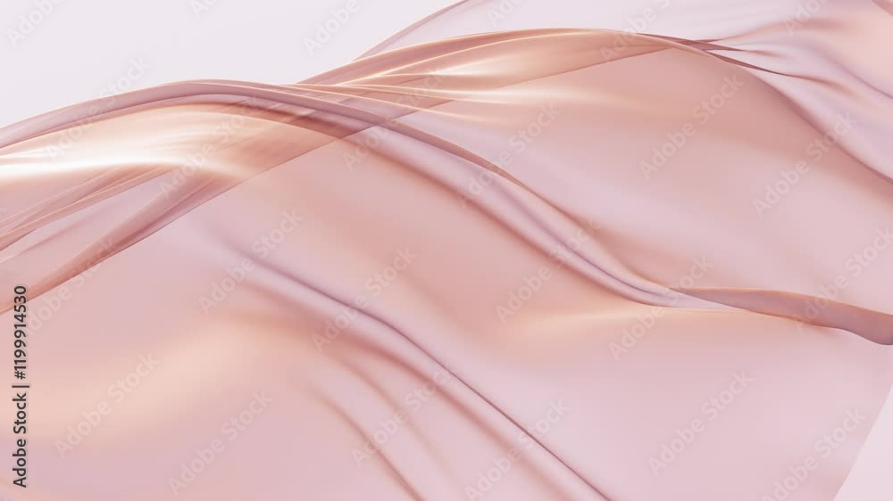 Minimalist abstract background with flowing, smooth fabric with soft gradient. Elegant fluttering veil with subtle shimmer. Seamless beauty animation