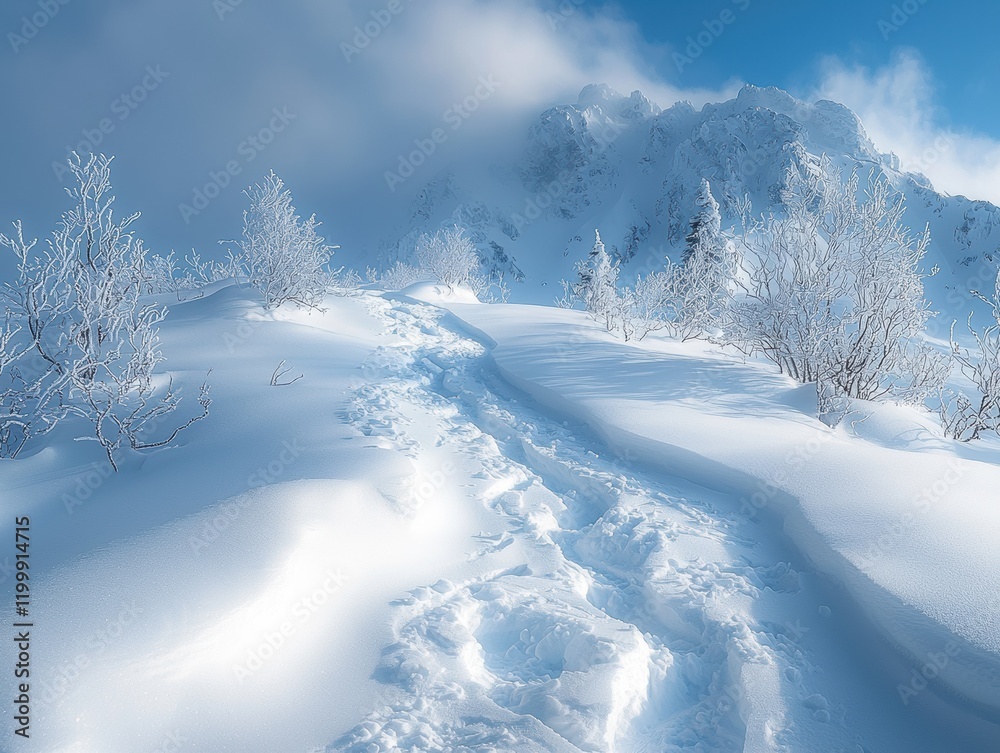 custom made wallpaper toronto digitalWinter adventure fresh snow tracks in the mountains nature crisp environment scenic view