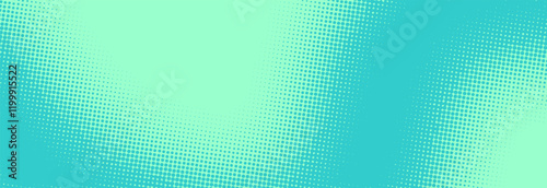 Modern turquoise and green pop art background with halftone dots in comic style, vector illustration eps10