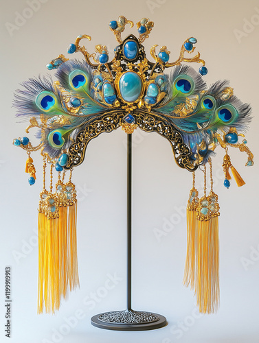 Regal diadem studded with precious stones in Chinese style.