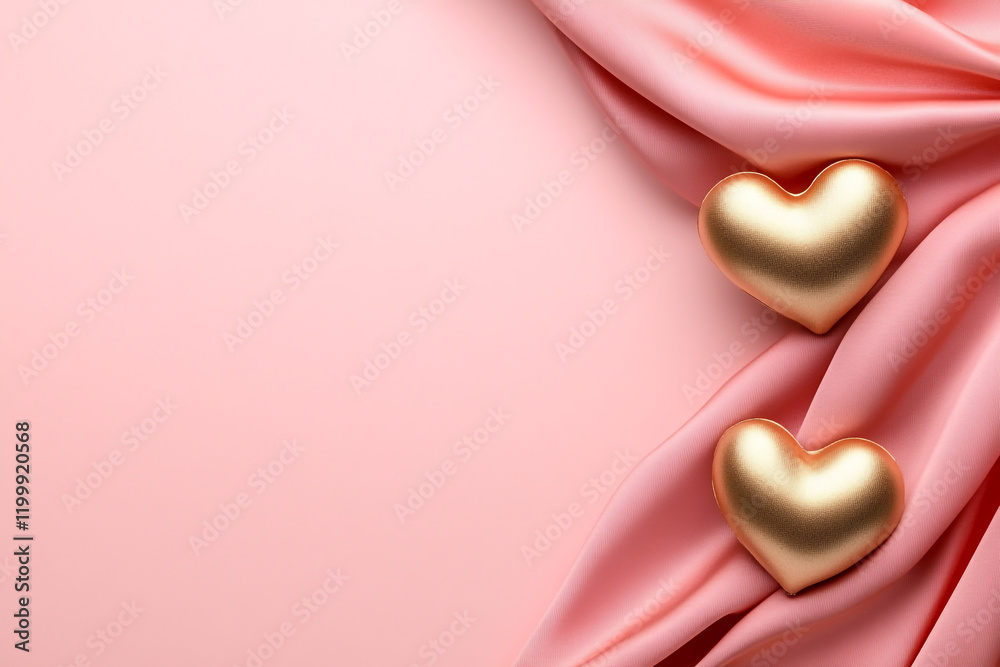 Fototapeta premium A luxurious backdrop with soft pink velvet drapes and golden accents - Elegant and glamorous