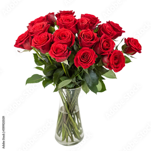 Romantic Red Roses Bouquet in Glass Vase Beautiful Flowers love gift dark life plant stems image    