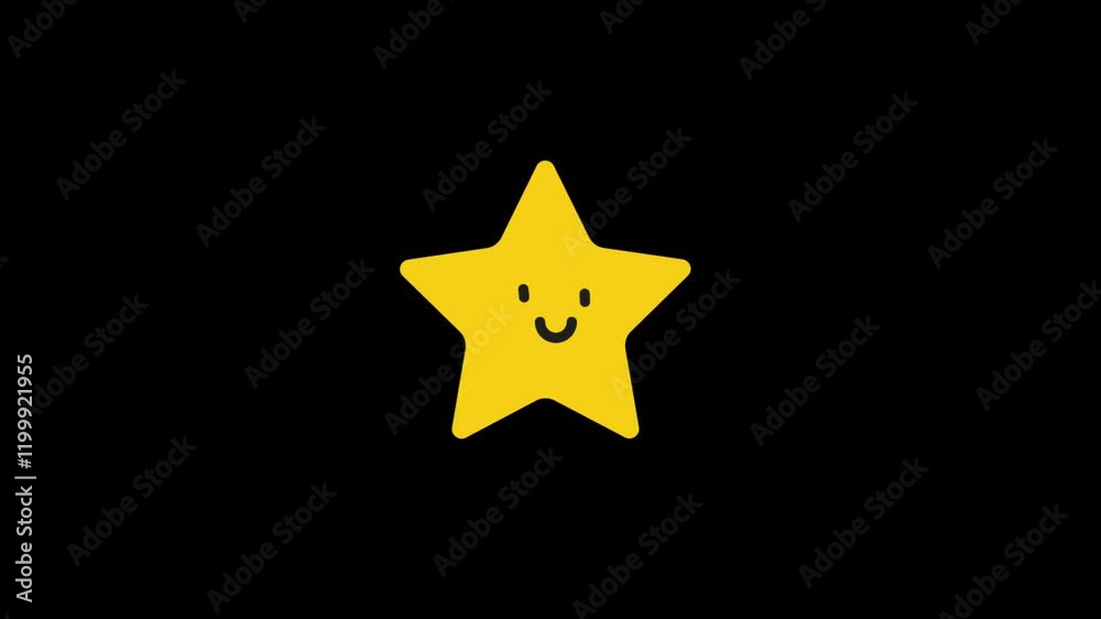 Cartoon face Star animation isolated on transparent background 4k animation. Cartoon face Star animation isolated on transparent background 4k animation.