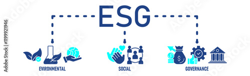 ESG banner web icon vector illustration for Environment Social Governance of corporate sustainability performance for investment screening
