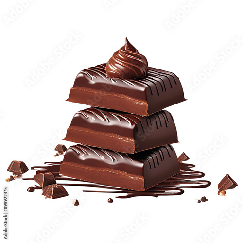 Stack of premium dark chocolate truffles, decadent and delicious.