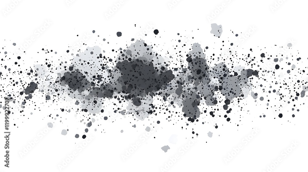 A monochromatic splash of ink-like spots creating a textured abstract design. A monochromatic splash of ink-like spots creating a textured abstract design.