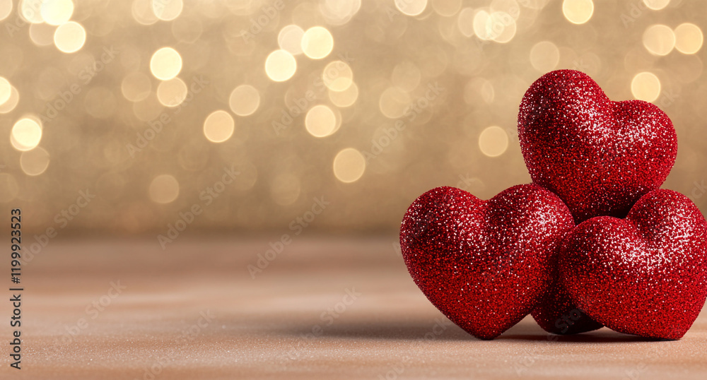Fototapeta premium A-Valentines-Day-Background-with-Red-Hearts-on-the-Ribbons - perfect for romantic designs or festive settings - ideal for Valentine's Day - parties or digital media