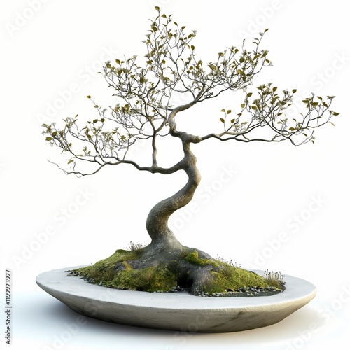 Japanese Hornbeam Bonsai, 3D cartoon illustration, isolated on a white background. Japanese Hornbeam Bonsai cartoonish

 photo