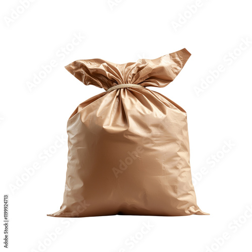 Brown Trash Bag on White Background Isolated on transparent background
