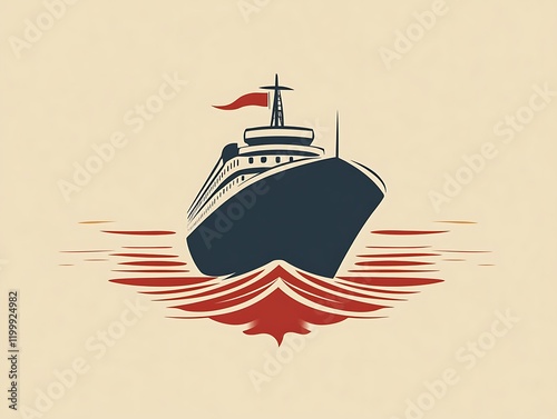 Vintage cruise ship logo design, retro style, graphic illustration, possible use in promotional materials photo