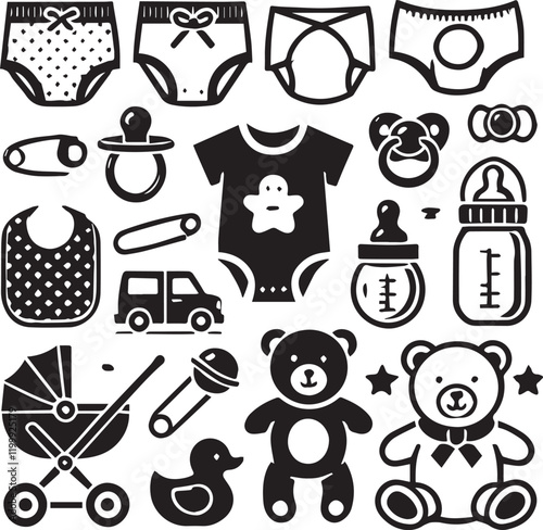 New born baby icons
