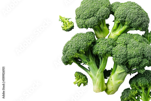 Fresh broccoli displayed against a white background showcasing vibrant green color and natural texture photo